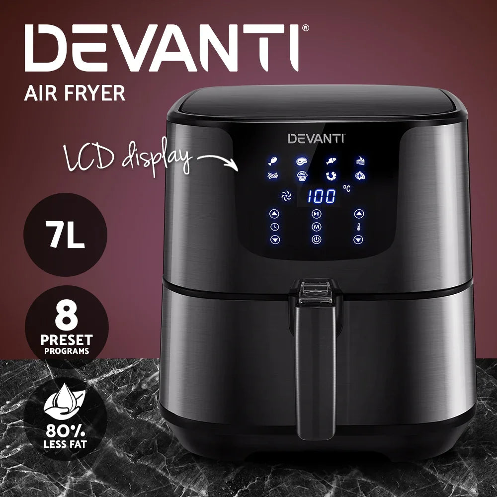 Devanti Air Fryer 7L LCD Fryers Black - Flea Market