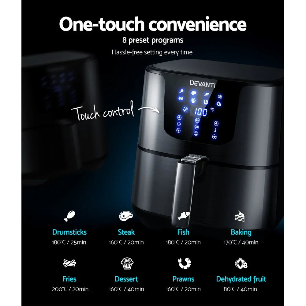 Devanti Air Fryer 7L LCD Fryers Black - Flea Market