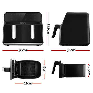 Devanti Air Fryer 8L Dual Zone Fryers - Flea Market