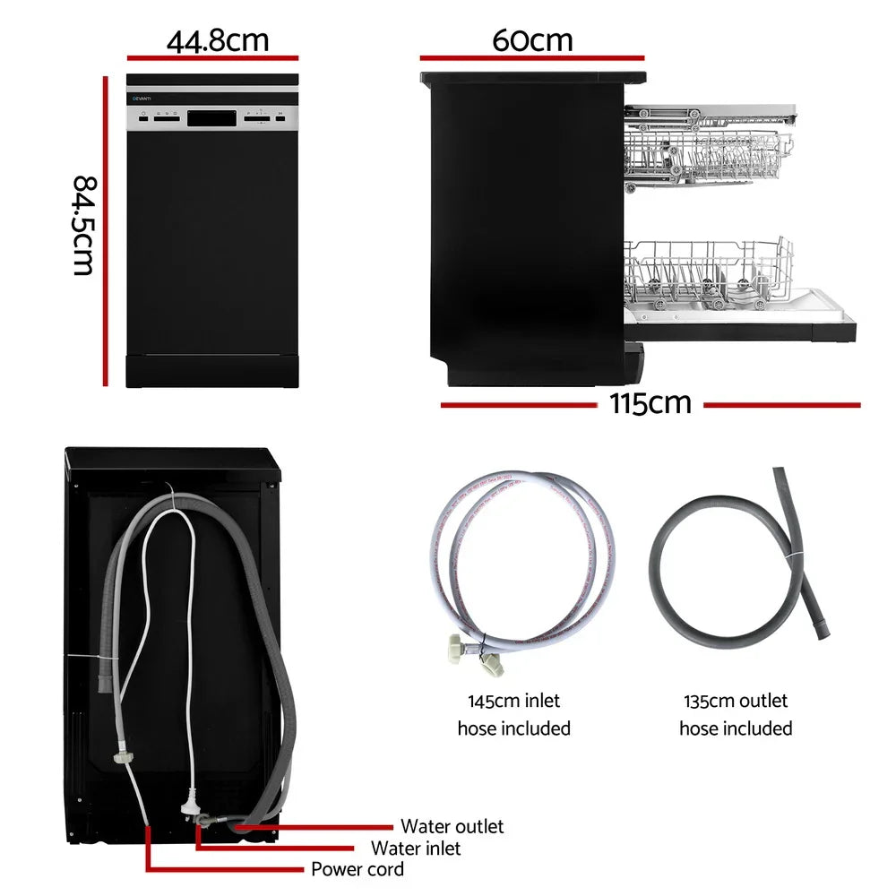 Devanti 10 Place Freestanding Dishwasher - Black