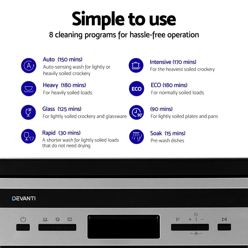 Devanti 10 Place Freestanding Dishwasher - Black