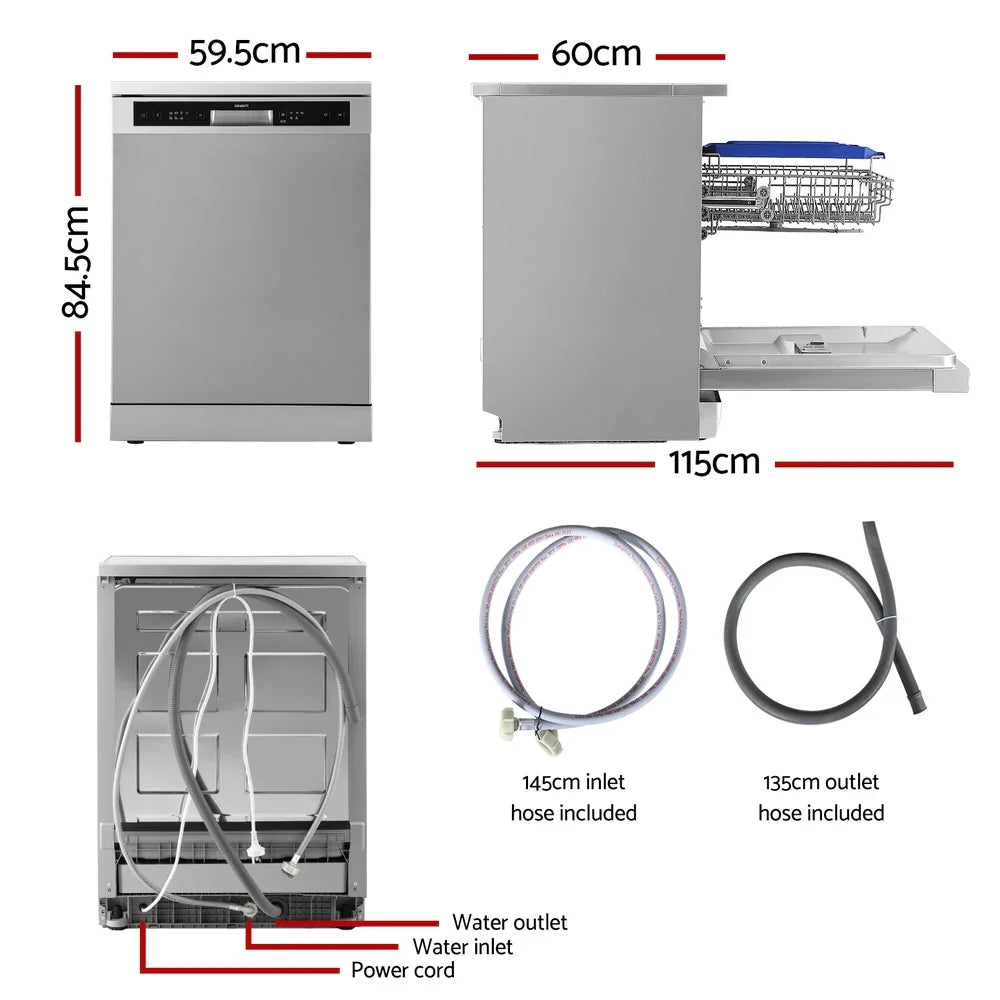 Devanti 60cm 14 Place Freestanding Dishwasher - Silver