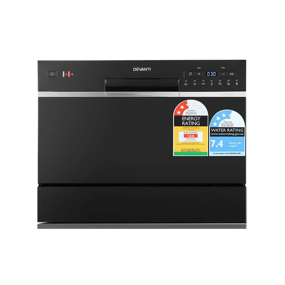 Devanti 6 Place Benchtop Dishwasher - Black