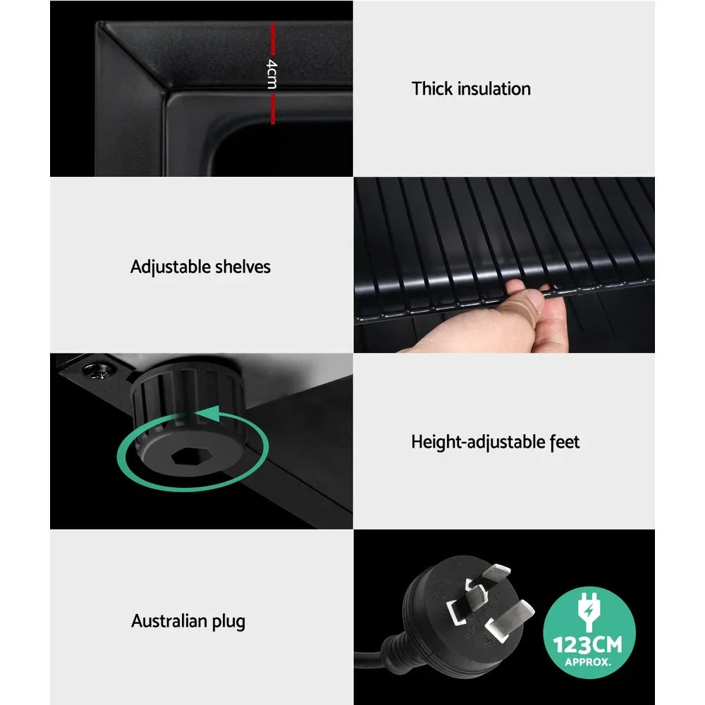 Devanti 46L Bar Fridge Glass Door - Black