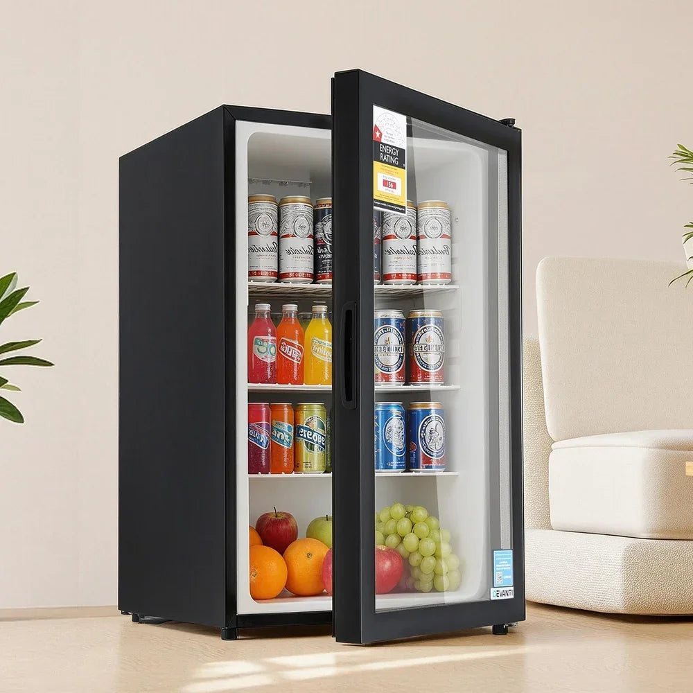 Devanti 105L Bar Fridge Glass Door - Black