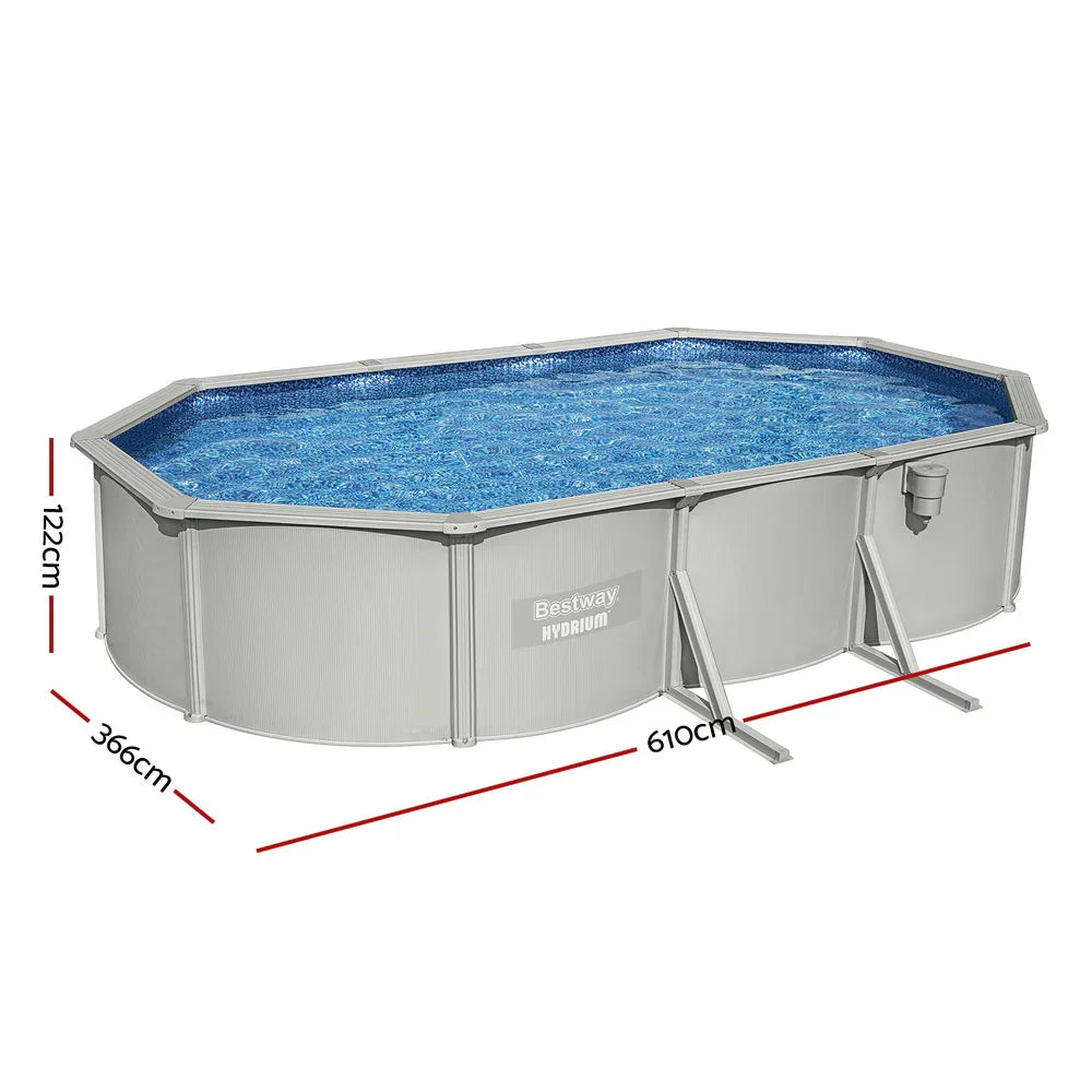 Bestway 610x366cm Steel Frame Oval Pool - 16015L with Filter & Ladder