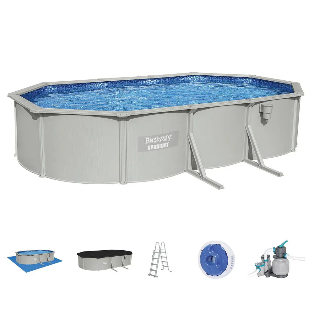Bestway 610x366cm Steel Frame Oval Pool - 16015L with Filter & Ladder