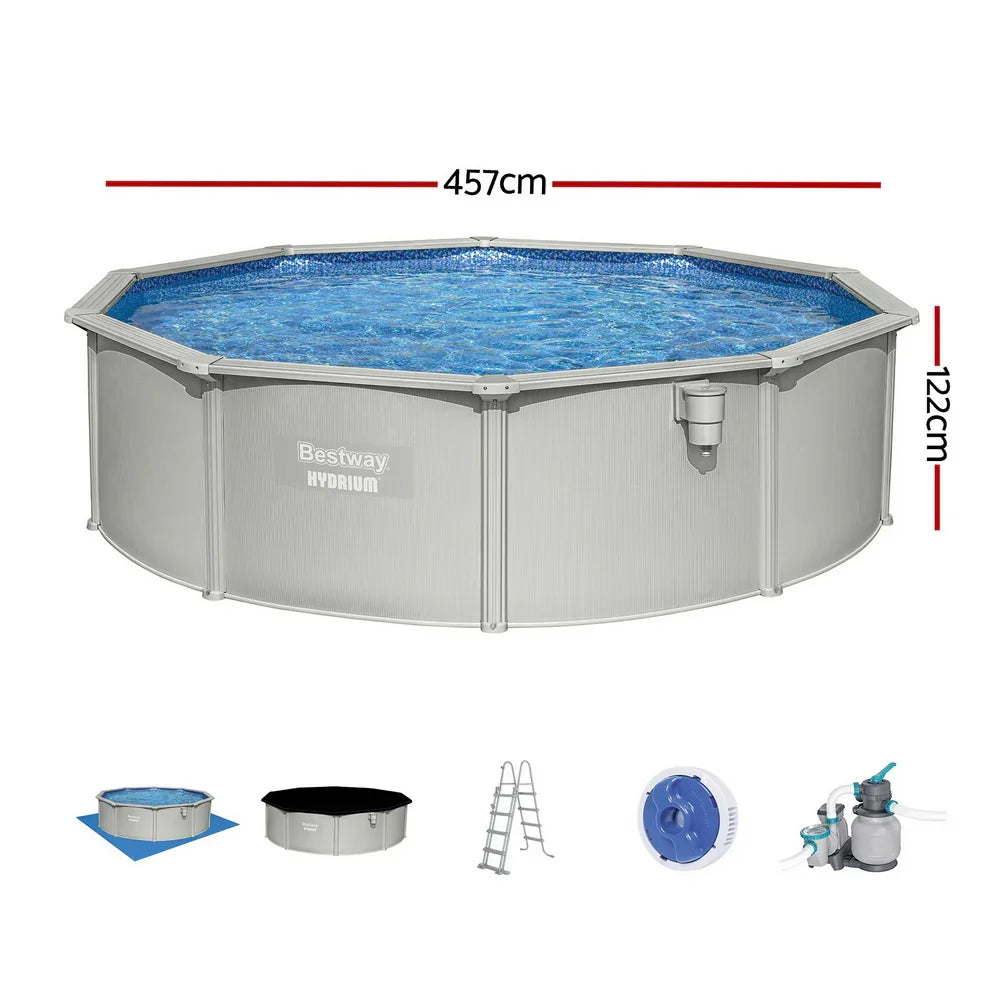 Bestway Hydrium above ground round swimming pool 457cm diameter and 122cm height with filter and ladder