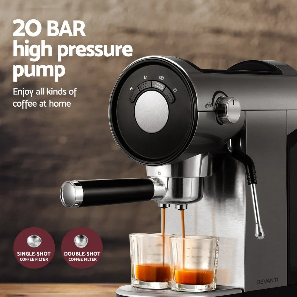 Devanti 20 Bar Coffee Machine Espresso Maker Cafe Barista Home
