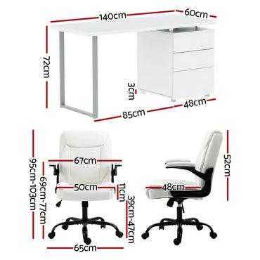 Artiss Computer Desk Executive Office Chairs Sets White - Flea Market