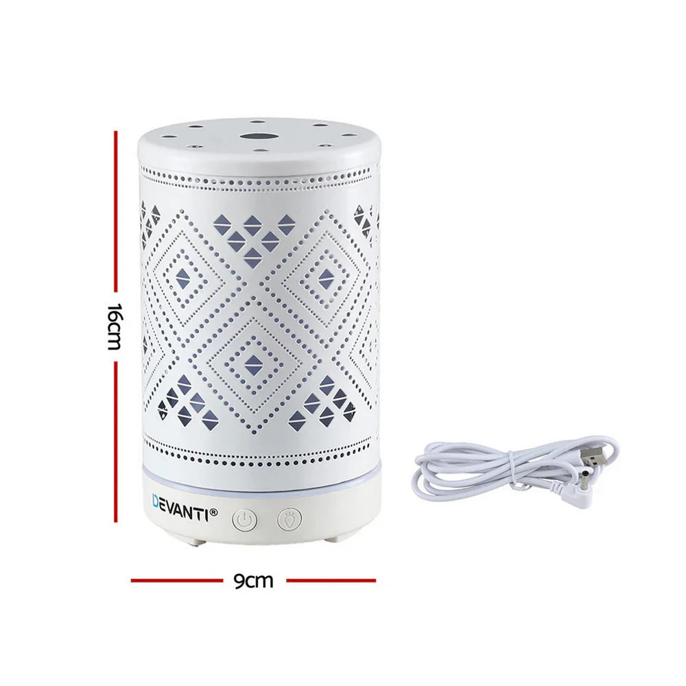 Devanti 100ml Ultrasonic Aroma Diffuser - Forest Iron Design LED Aromatherapy Humidifier