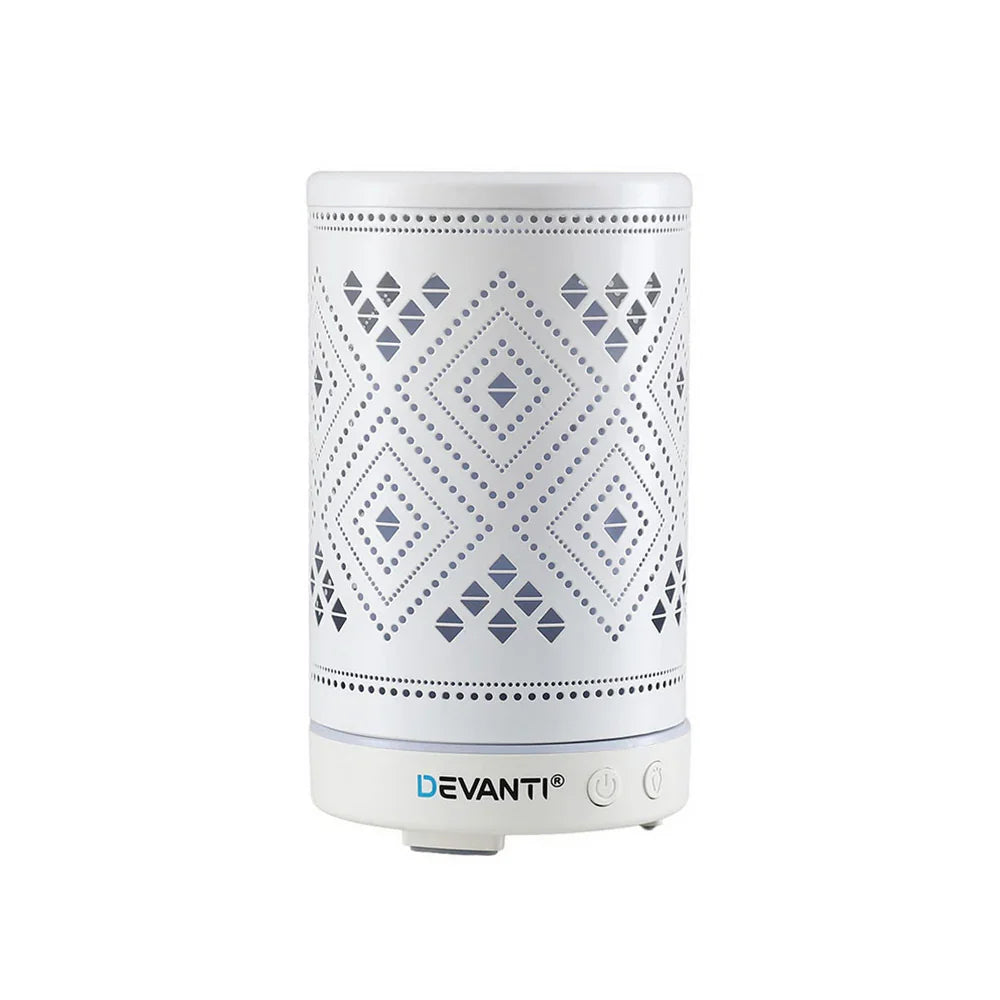 Devanti 100ml Ultrasonic Aroma Diffuser - Forest Iron Design LED Aromatherapy Humidifier