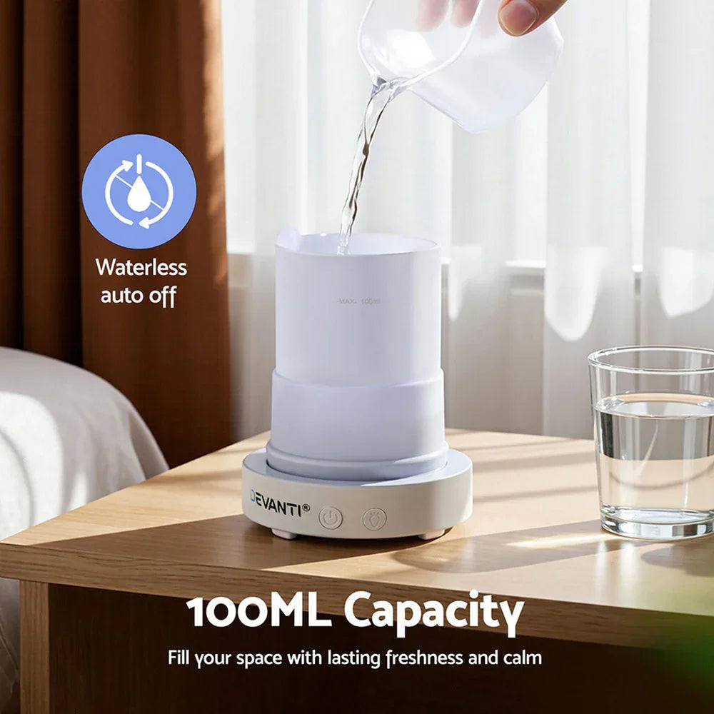 Devanti 100ml Ultrasonic Aroma Diffuser - Forest Iron Design LED Aromatherapy Humidifier