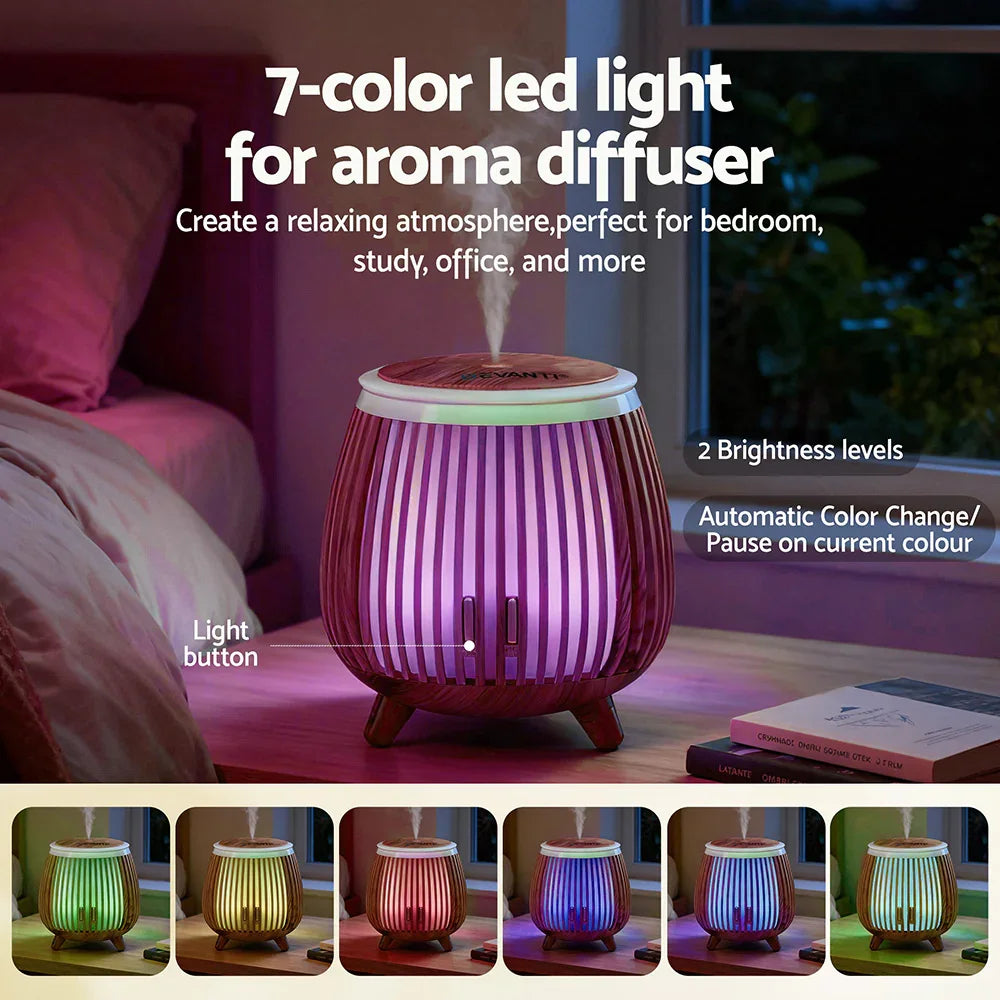 Devanti 140ml Ultrasonic Aroma Diffuser - Forest Iron Design Deep Wood LED Humidifier