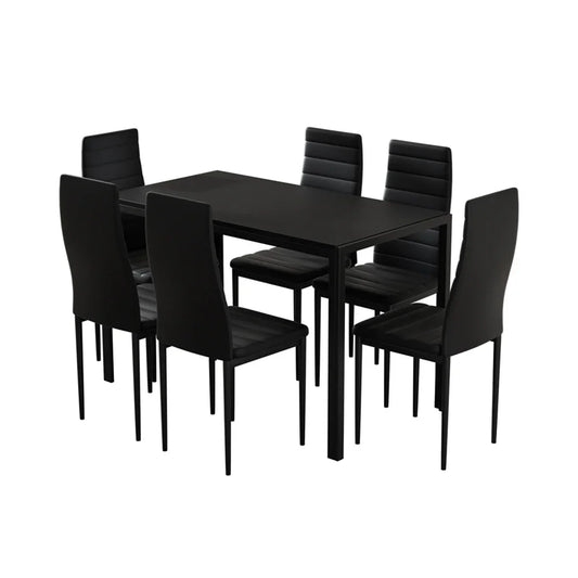 Artiss Dining Chairs and Table Dining Set 6 Chair Set Of 7 Black - Flea Market