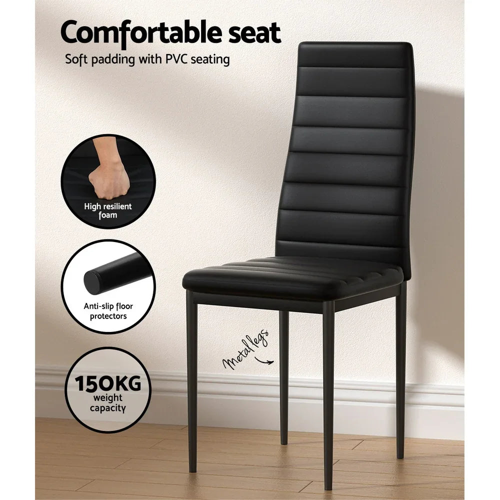 Artiss Dining Chairs and Table Dining Set 6 Chair Set Of 7 Black - Flea Market