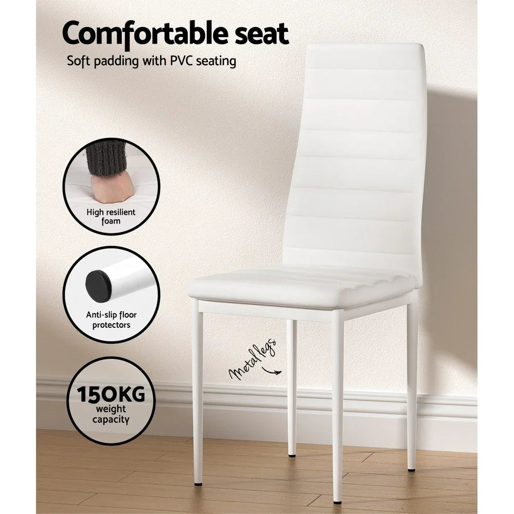 Artiss Dining Chairs and Table Dining Set 6 Chair Set Of 7 White - Flea Market