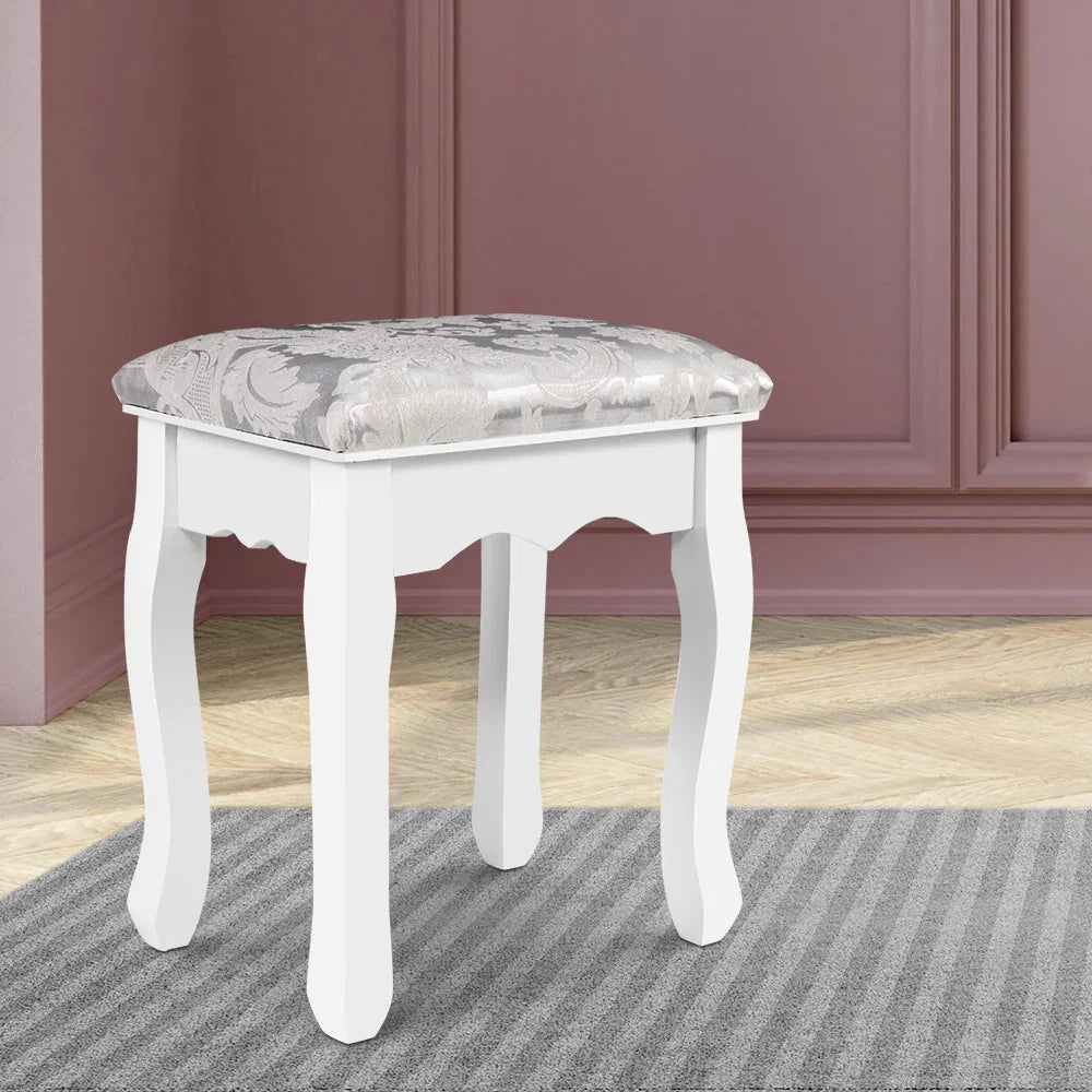 Artiss Dressing Table Stool Velvet White - Luxury Vanity Chair