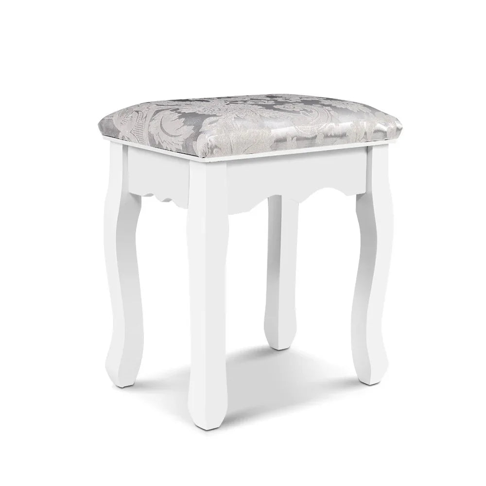 Artiss Dressing Table Stool Velvet White - Luxury Vanity Chair