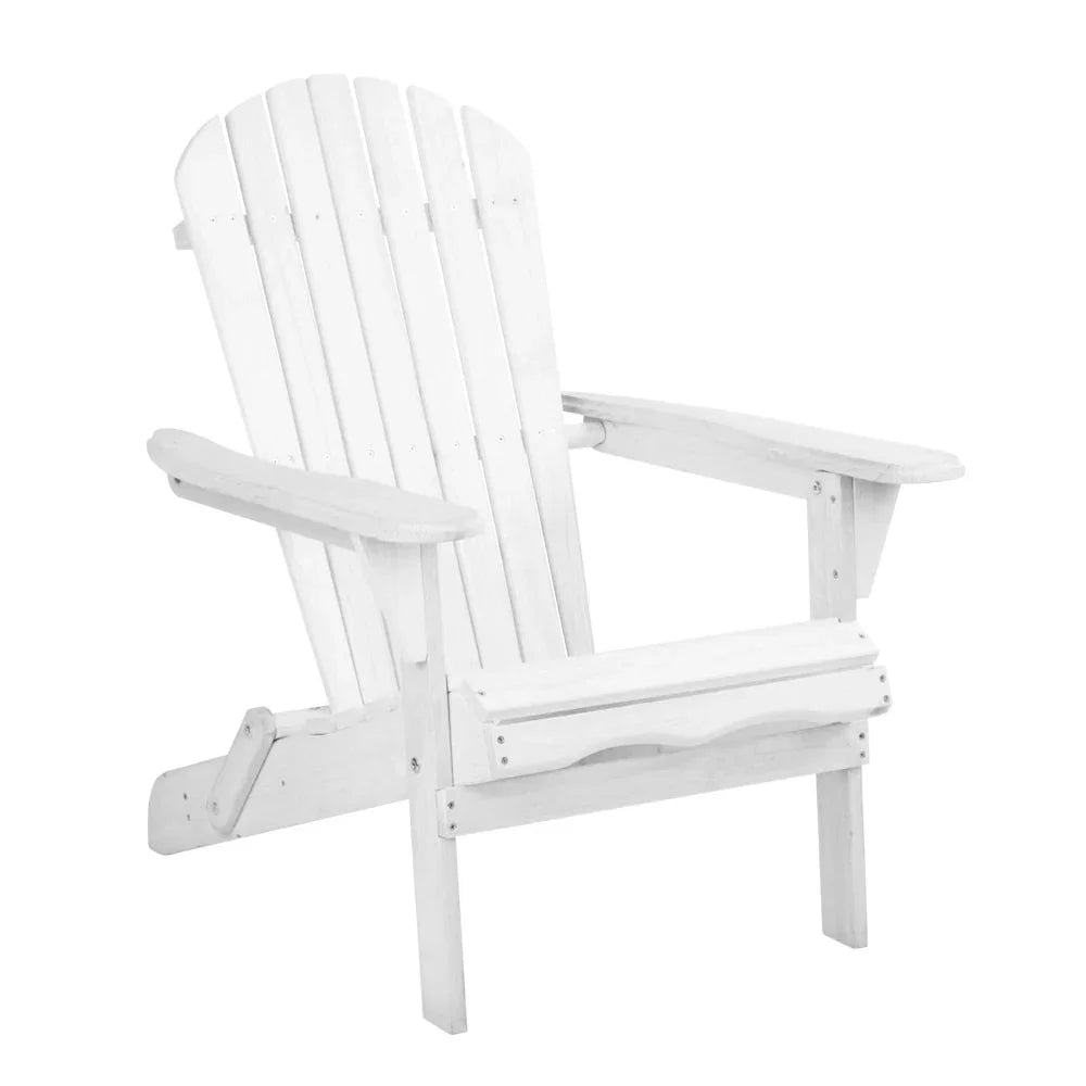 Adirondack Outdoor Chairs Wooden Foldable Beach Chair Patio Furniture White - Flea Market