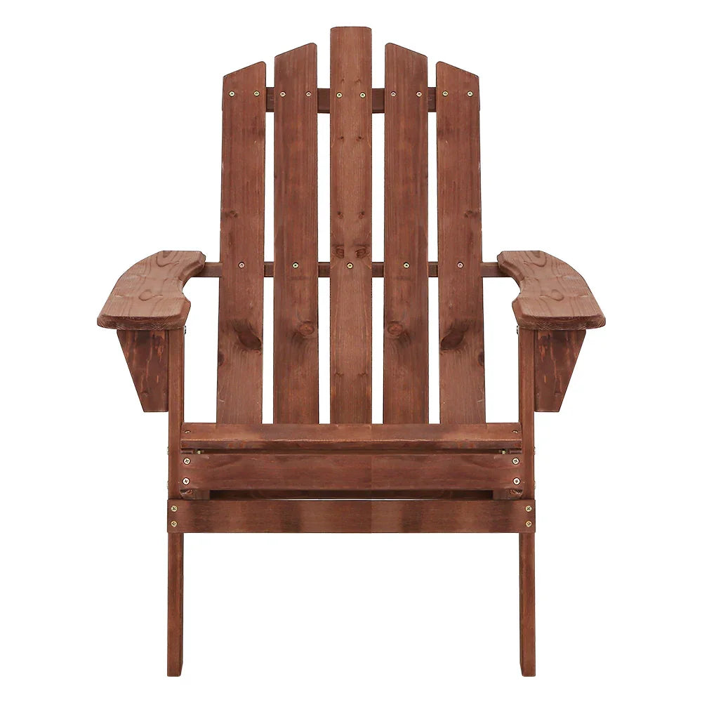 Adirondack Outdoor Chairs Wooden Beach Chair Patio Furniture Garden Brown - Flea Market