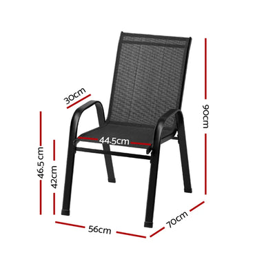 2PC Outdoor Dining Chairs Stackable Lounge Chair Patio Furniture Black - Flea Market