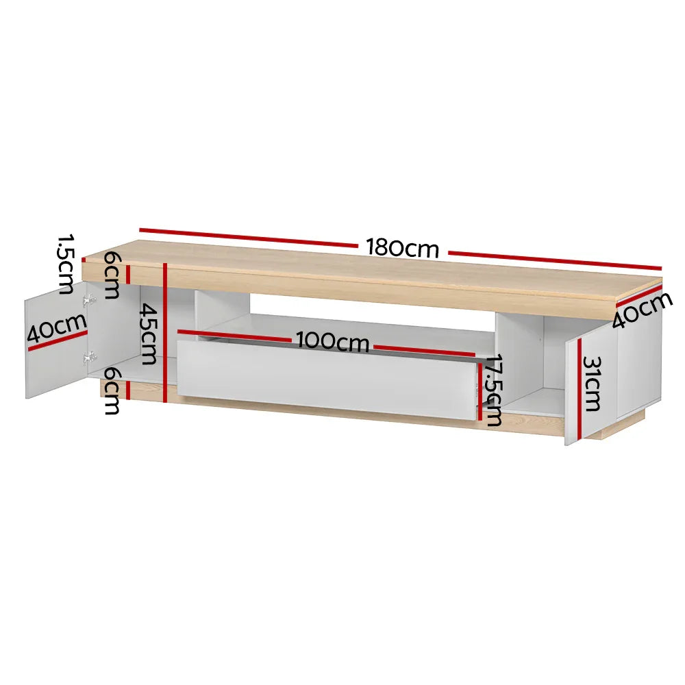 Artiss TV Cabinet Entertainment Unit Stand 180CM White Wood - Flea Market