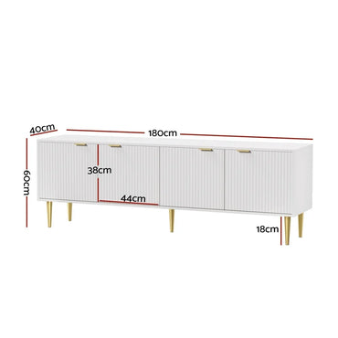 Artiss TV Cabinet Entertainment Unit Stand Storage 180CM White - Flea Market