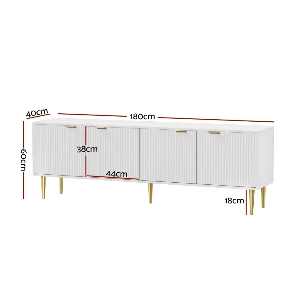 Artiss TV Cabinet Entertainment Unit Stand Storage 180CM White - Flea Market