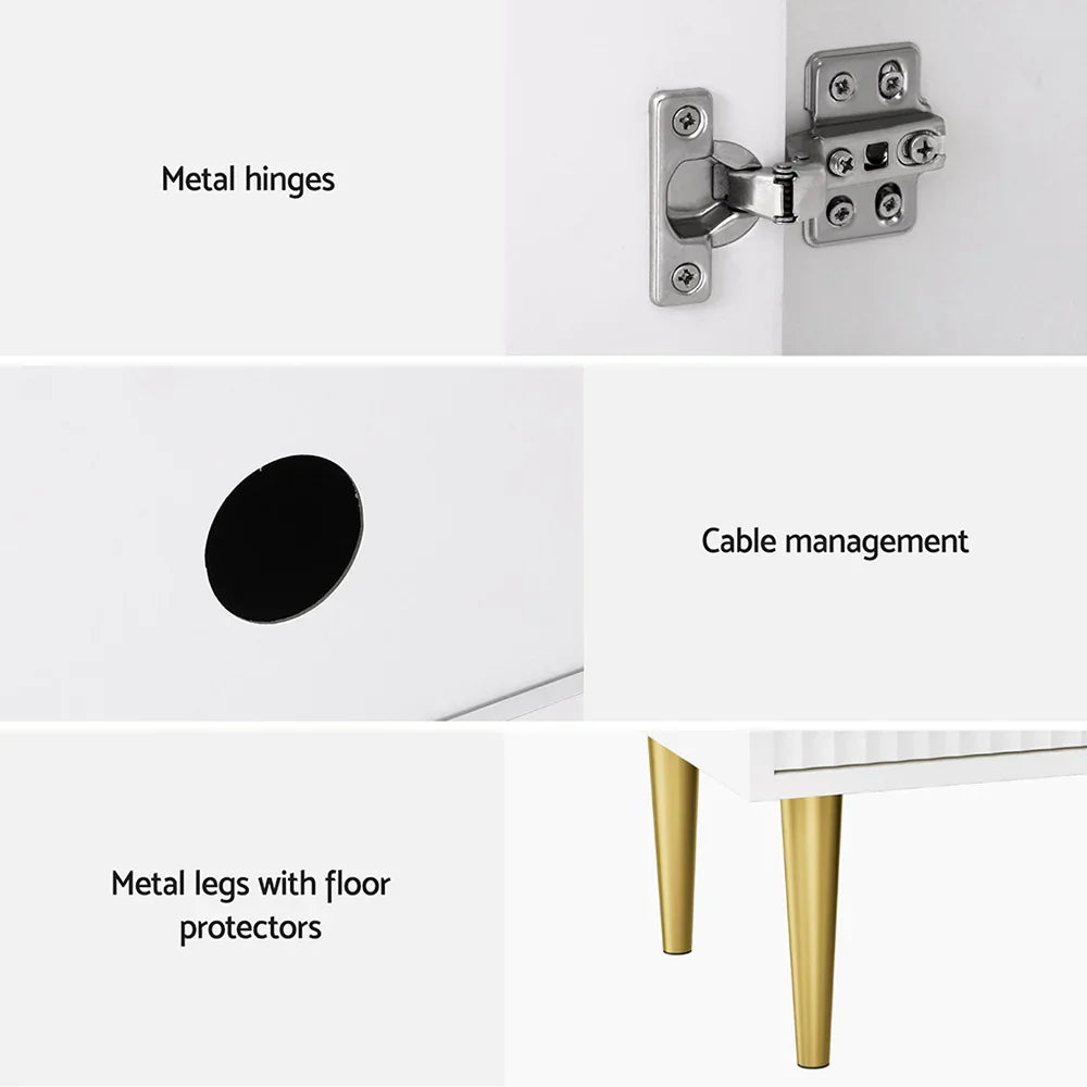 Artiss TV Cabinet Entertainment Unit Stand Storage 180CM White - Flea Market