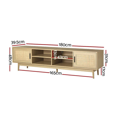 Artiss TV Cabinet Entertainment Unit 180cm Rattan Cole - Flea Market