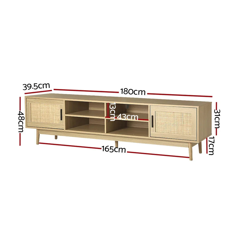 Artiss TV Cabinet Entertainment Unit 180cm Rattan Cole - Flea Market
