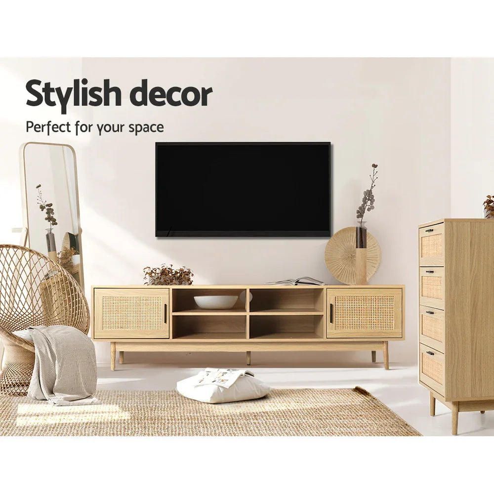 Artiss TV Cabinet Entertainment Unit 180cm Rattan Cole - Flea Market