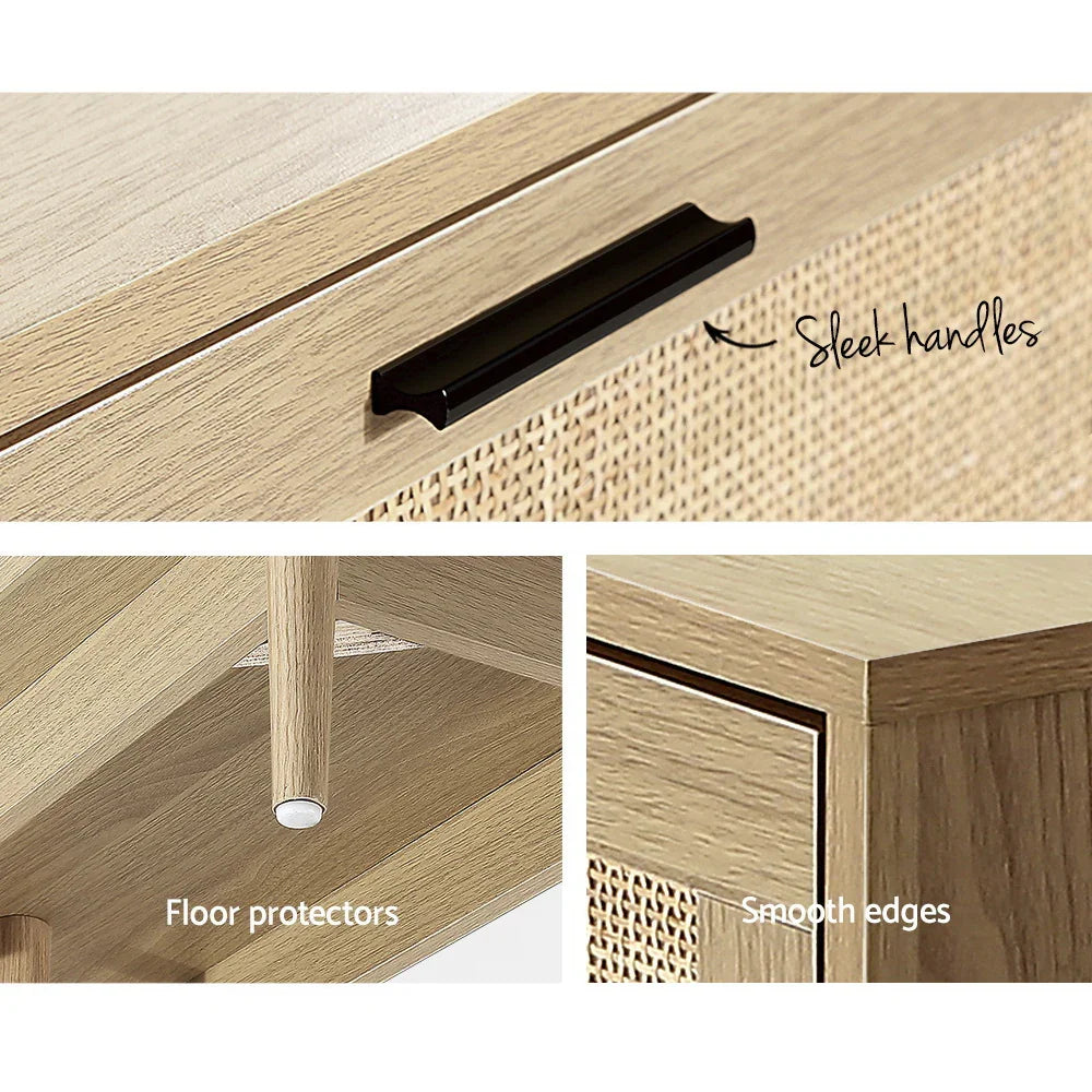 Artiss TV Cabinet Entertainment Unit 180cm Rattan Cole - Flea Market