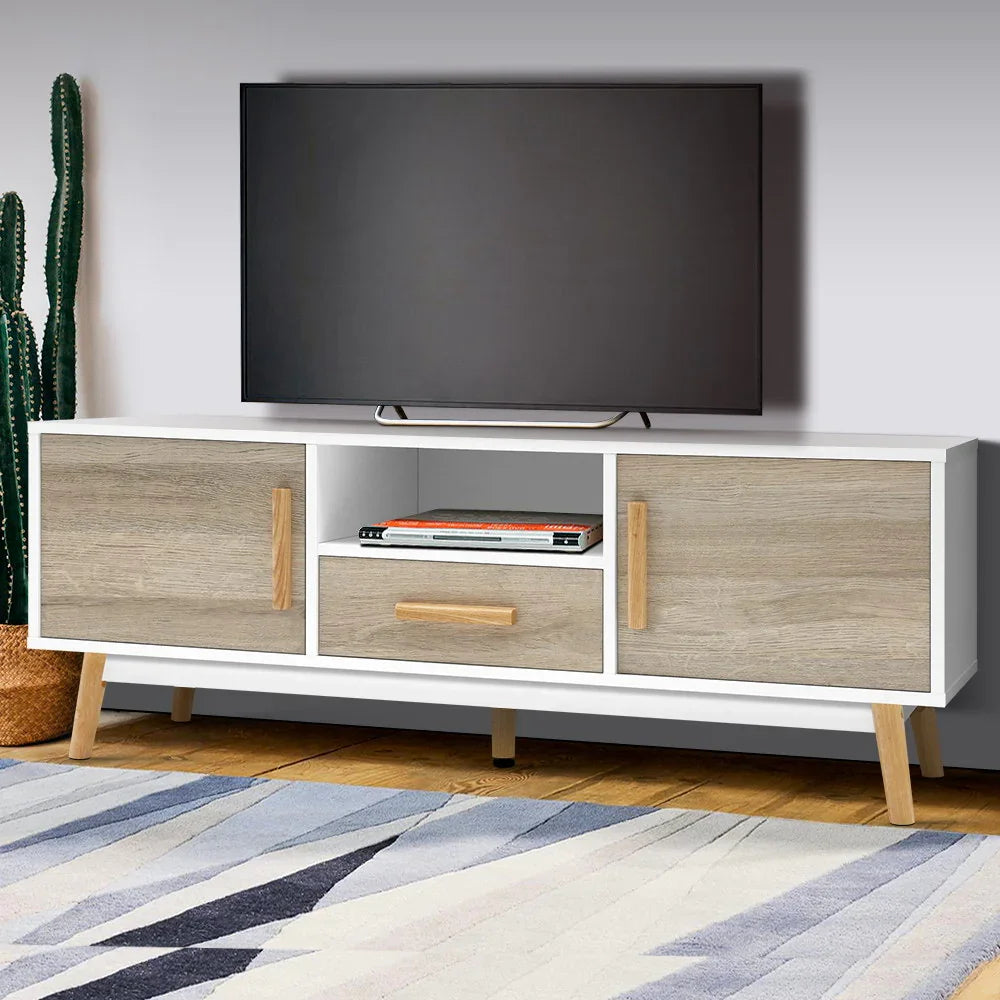 Artiss TV Cabinet Entertainment Unit 120cm Wood White Gino - Flea Market