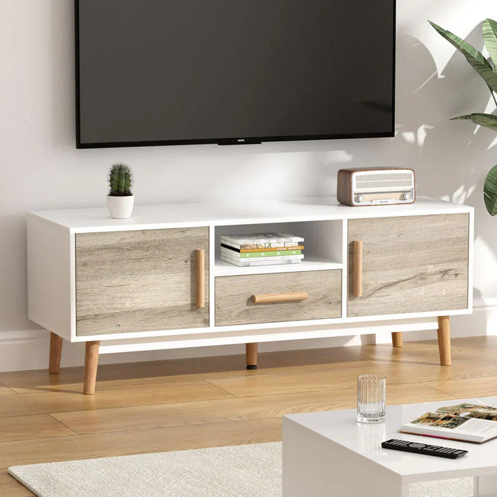 Artiss TV Cabinet Entertainment Unit 120cm Wood White Gino - Flea Market