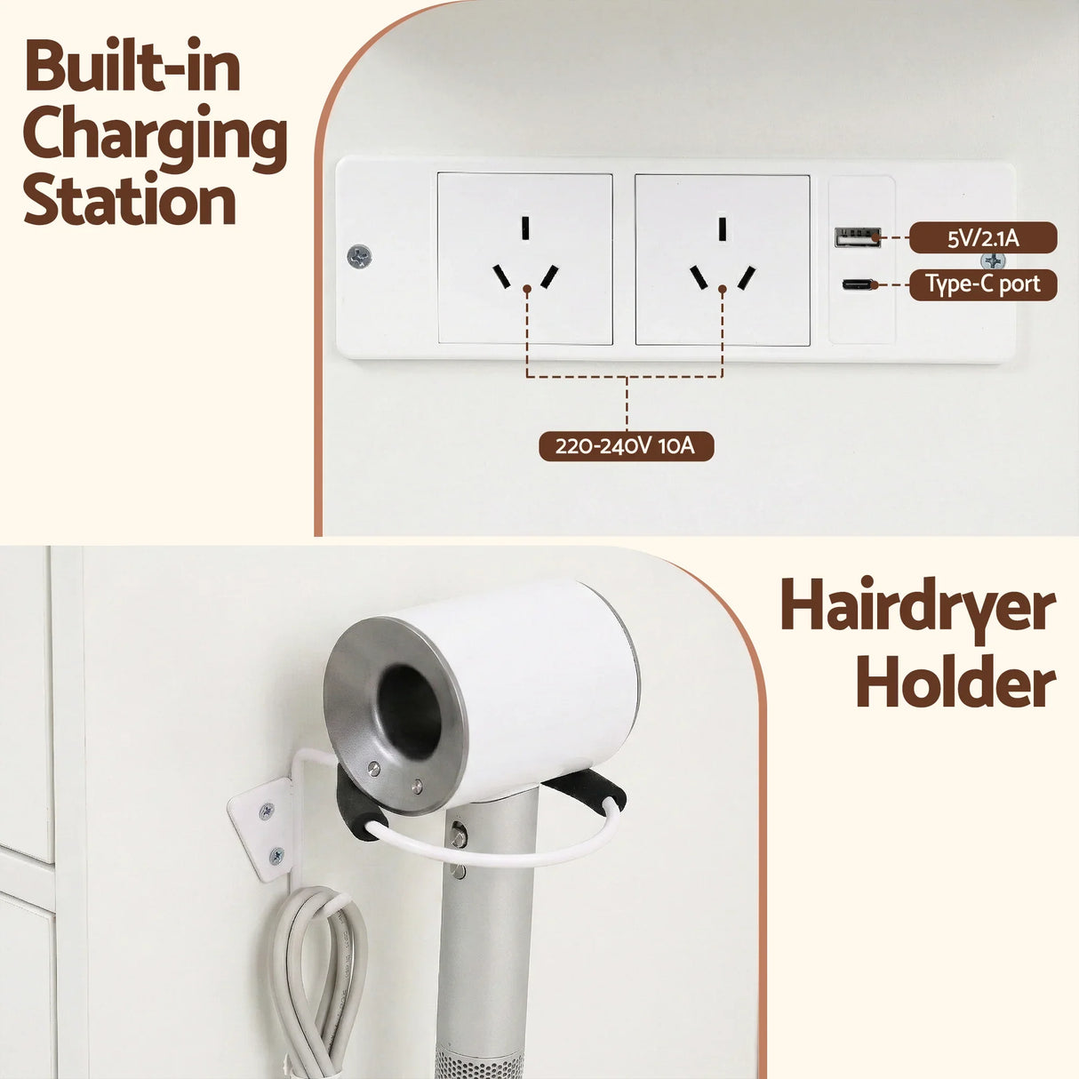 Dressing Table White with LED Bulbs & Stool - Artiss Vanity Desk