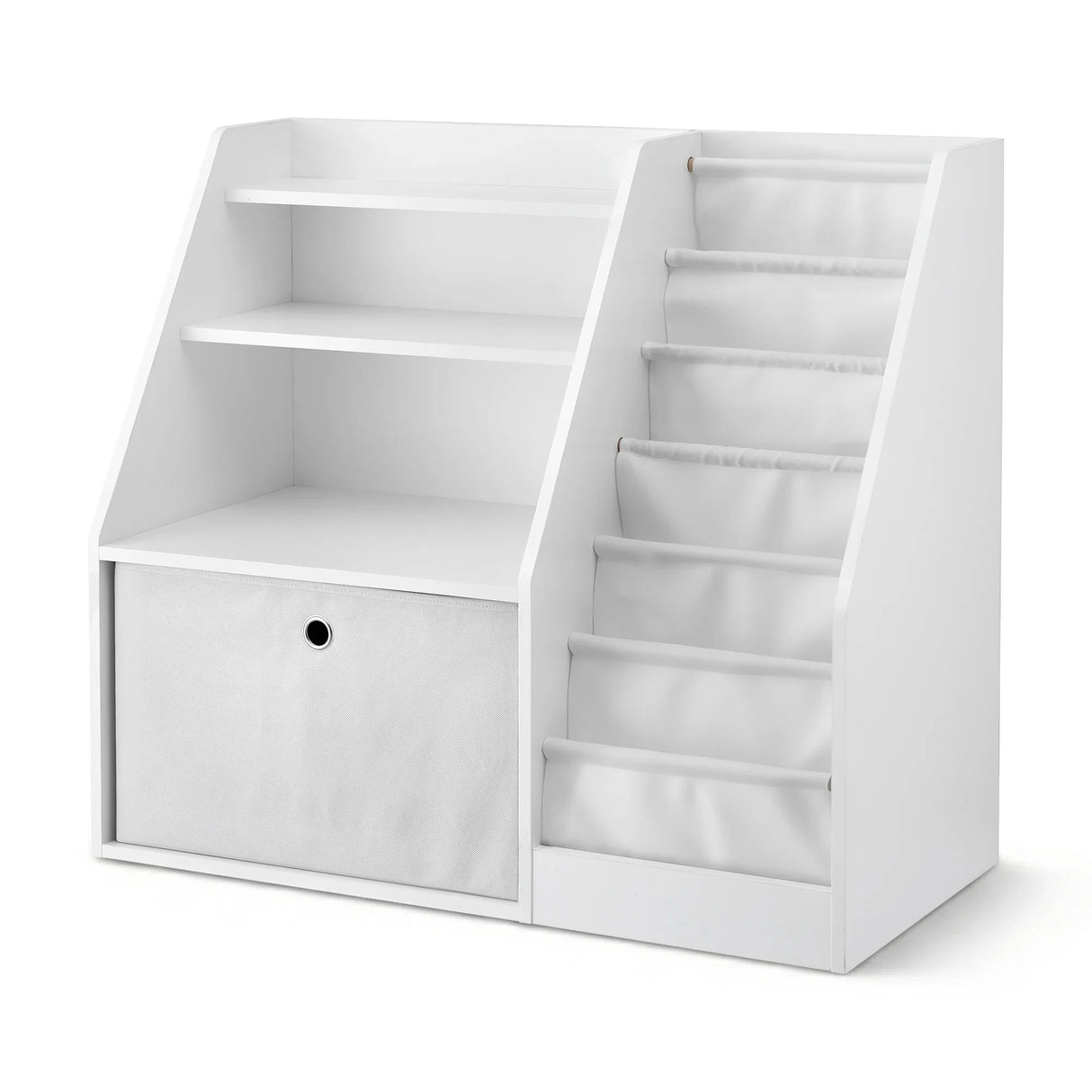 Keezi Kids Bookshelf White - Children's Bookcase Organizer with Storage Drawer