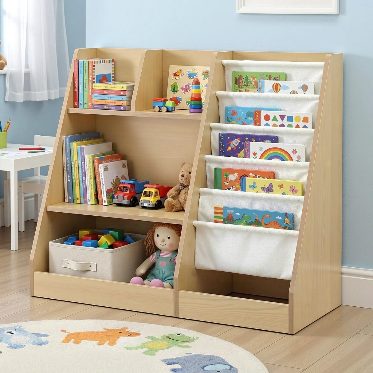 Keezi Kids Bookshelf Wood - Children's Bookcase Storage Rack with Display Shelves
