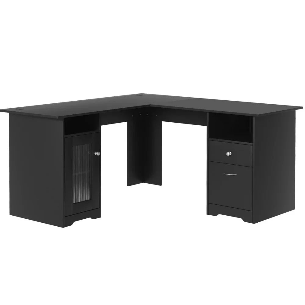 Artiss Computer Desk L-shaped Corner Table with Storage - Flea Market