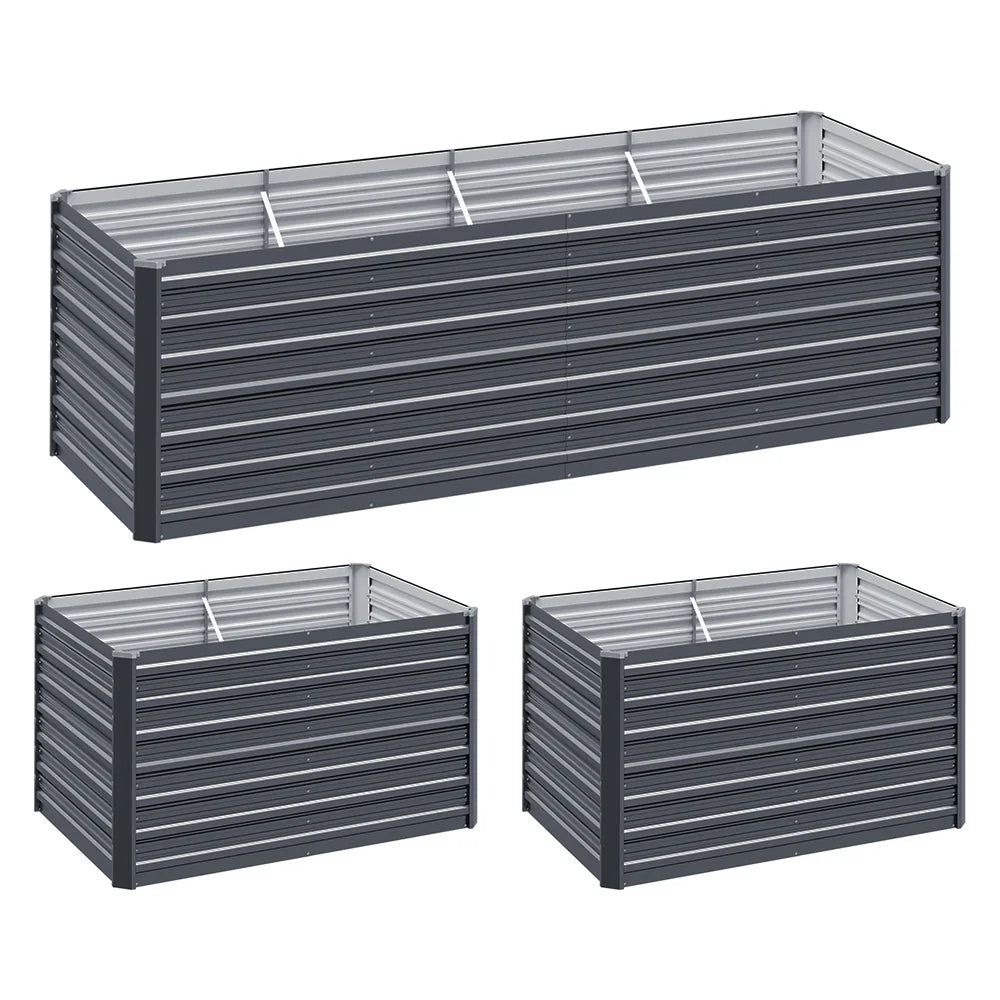 Green Fingers Garden Bed 240x80x77cm Planter Box Raised Container Galvanised - Flea Market