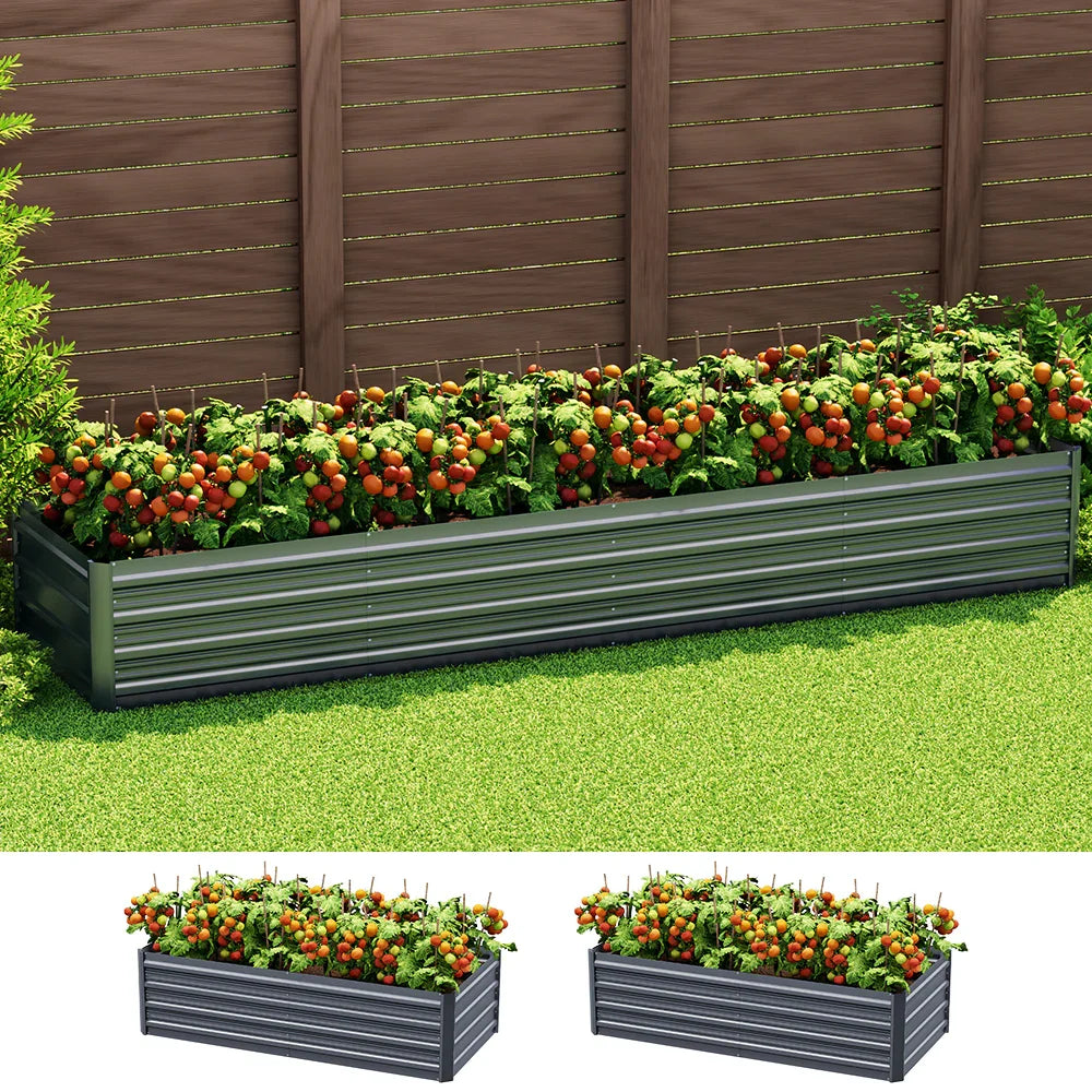 Green Fingers Garden Bed 320X80X45cm Planter Box Raised Container Galvanised Herb - Flea Market