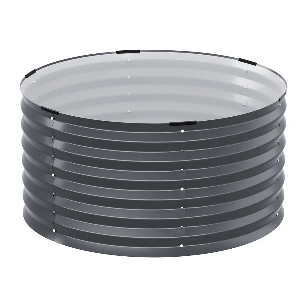 Green Fingers Garden Bed 90X45cm Round Latches Planter Box Raised Galvanised Herb - Flea Market