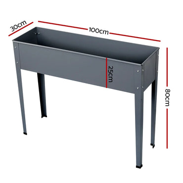 Green Fingers Garden Bed Elevated 100X80X30cm Planter Box Container Galvanised - Flea Market