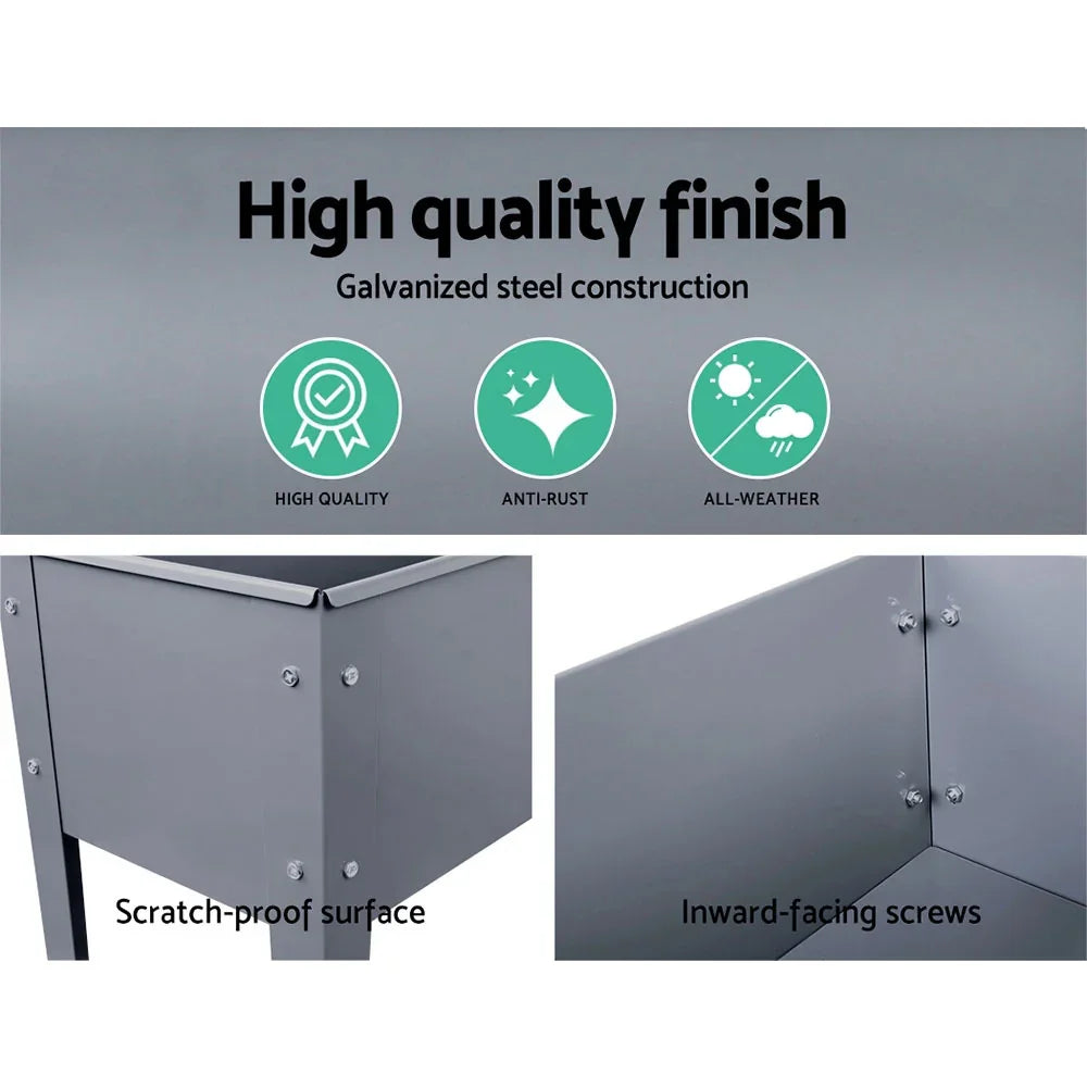 Green Fingers Garden Bed Elevated 100X80X30cm Planter Box Container Galvanised - Flea Market