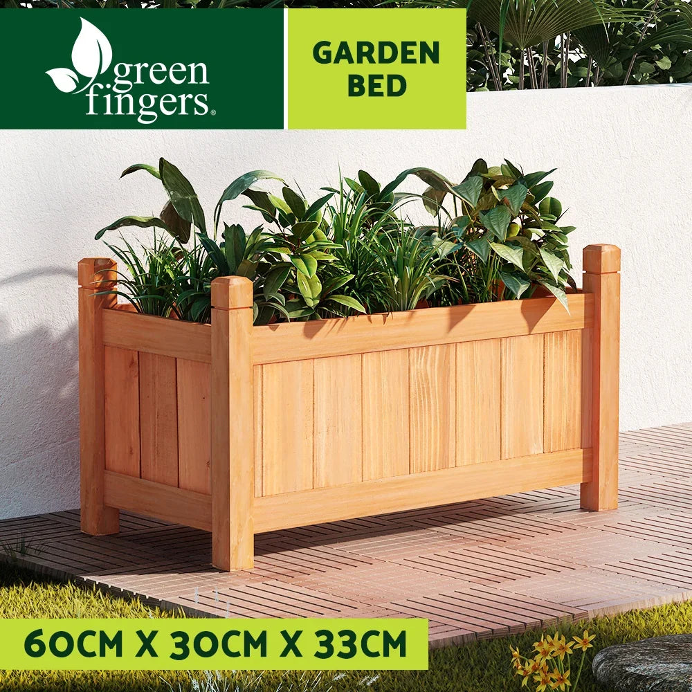 Green Fingers Garden Bed 60x30x33cm Wooden Planter Box Raised Container Growing - Flea Market