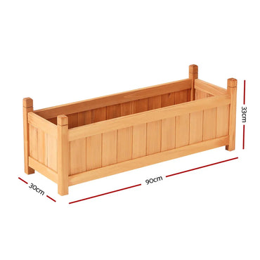 Green Fingers Garden Bed 90x30x33cm Wooden Planter Box Raised Container Growing - Flea Market