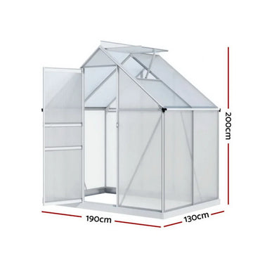 Green Fingers Greenhouse Aluminium Polycarbonate Premium Garden Storage Shed 1.3Mx1.9Mx2.0M - Flea Market