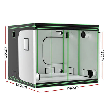 Green Fingers Grow Tent Kits 240x240x200cm Hydroponics Indoor Grow System Black - Flea Market