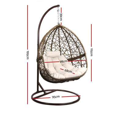 Outdoor Egg Swing Chair Wicker Rattan Furniture Pod Stand Cushion Latte - Flea Market